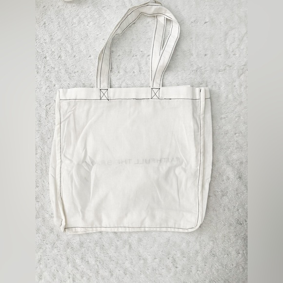 NWOT- FAITHFUL THE BRAND Spell Out Linen Tote Bag || SMALL FLAW - Picture 2 of 6